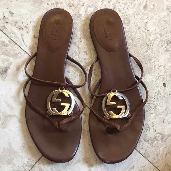 gucci brown leather sandals